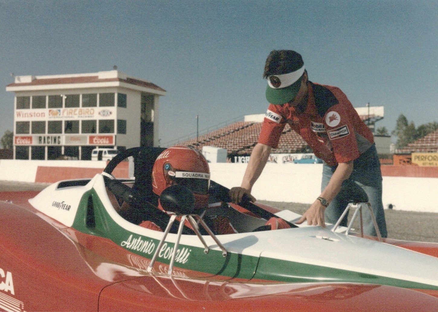 Antonio Covelli seated in the team's sports racer at Firebird Raceway